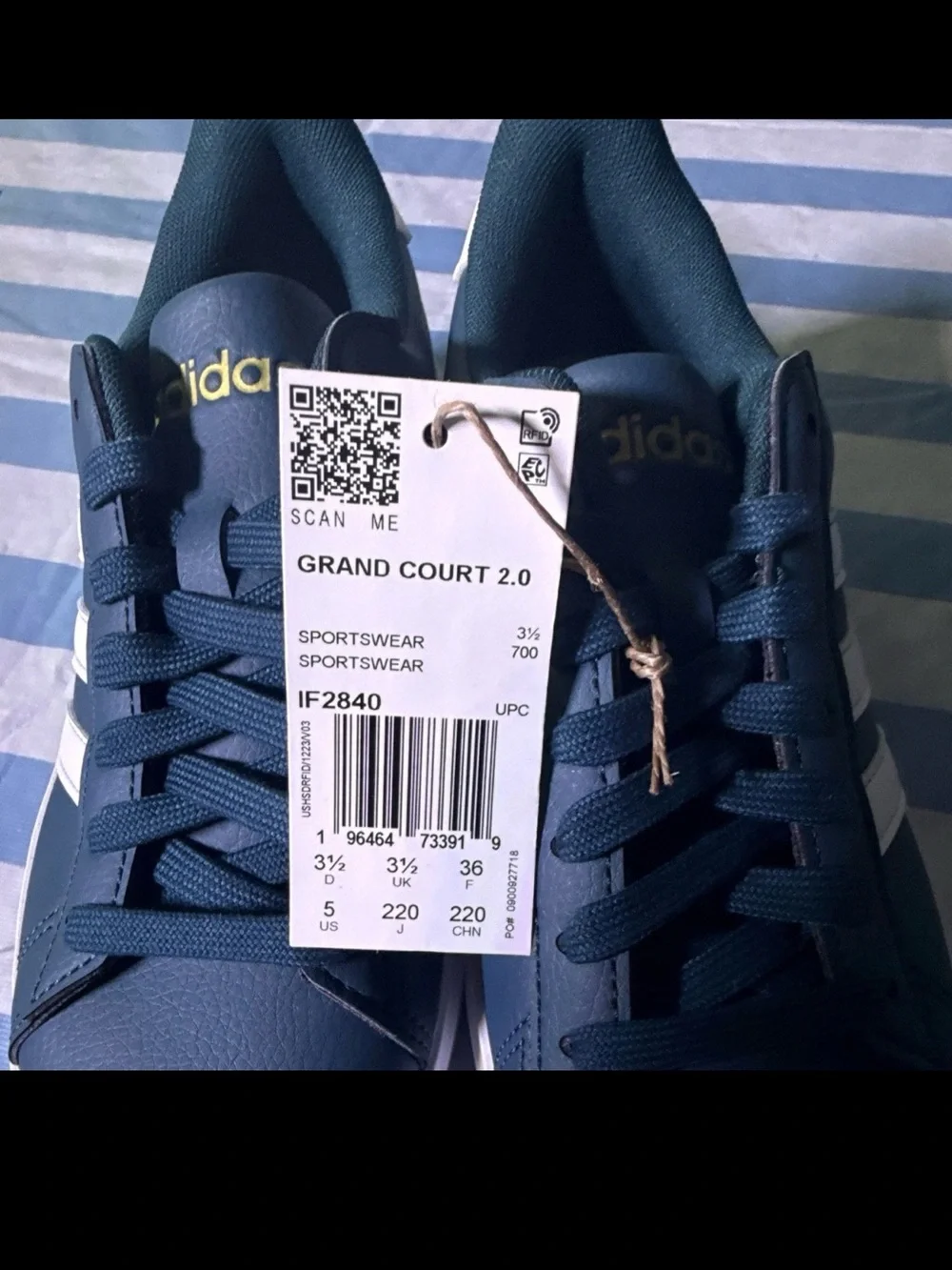 Adidas Grand Court 2.0 Navy Blue Womens 5 Mens 4 4Y IF2840